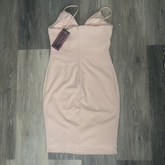 NWT. Entry brand dress blush-pink with floral patch details, size M - Picture 3 of 7